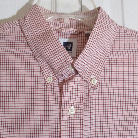 GAP Button Down Check Shirt sz M Red - Picture 3 of 7